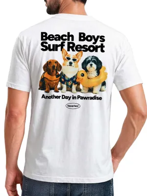 Produktbild von Herren T-Shirt Backprint - Design Beach Dogs - Baumwollshirt Männer Fashion Streetstyle Slim Fit Neverless®