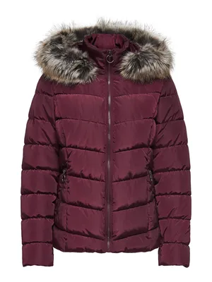Produktbild von Only Damen Jacke Übergangsjacke Steppjacke mit Kapuze, langarm, Farbe:Bordeaux, Größe:S