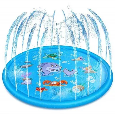 Produktbild von Zimilo 100 cm PVC Wasserspritzmatte, Aufblasbare Sprinkler Pool für Haustier, Sommer Wasserspielplatz, für Outdoor Rasen Garten, Fischmuster