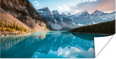 Produktbild von MuchoWow® Poster Moraine Lake bei Sonnenuntergang im Banff National Park in Kanada 40x20 cm - Poster für die Wand - Poster Schlafzimmer