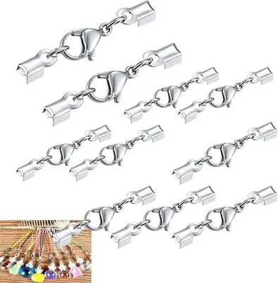 Produktbild von Edelstahl Verschluss 10 Stück Lederband Kette Verschluss Schmuckverschluss für DIY Ketten Lederband Schmuck Silber