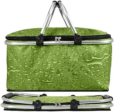 Produktbild von 30 Liter Kühlkorb Faltbar – Einkaufskorb Thermo Korb mit 2X Kühlakkus für unterwegs – Outdoor Picknickkorb Wasserdicht Kühlfunktion in blau oder grün