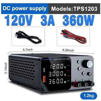Produktbild von Labornetzgerät DC - TPS 120V 3A 360W - Einstellbar 0–120V 3A 360W - USB-A und USB-C Ausgang - OCP Überstromschutz - 220V EU-Stecker
