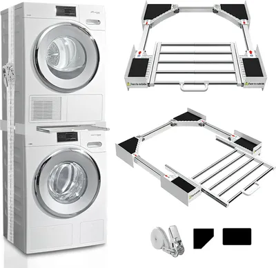 Produktbild von Zwischenbaurahmen Verbindungsrahmen waschmaschine trockner universal zwischenbaurahmen Ausziehbarer Ständer für eine Breite von 45–66cm Waschmaschinen