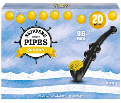 Image de Malaco Skippers Pipes Pipes réglisse Seasalt 20 pièces 340g