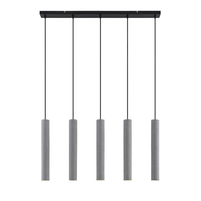 Produktbild von Lindby Pendellampe Concretto, 100 cm, grau, 5-flg., Beton