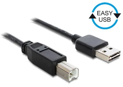 Produktbild von DeLOCK 1m USB 2.0 A - B m/m, 1 m, USB A, USB B, USB 2.0, Männlich/Männlich, Schwarz