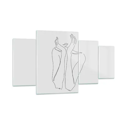 Produktbild von Bilder auf glas - 4 Teile - Träumerei Frau Skizze - 160x90cm - Glasbilder - Wandbilder - Bilder - zum Aufhängen bereit - Wanddekoration aus Glas - Glas Bilder - Wandbild auf Glas - GDL160x90-4414
