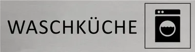 Produktbild von CombiCraft Aluminium Türschild Waschküche 165x45mm mit 3M-Tape zur Befestigung, einfache Kennzeichnung von Räumen und Bereichen