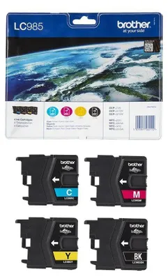 Immagine prodotto di Brother LC-985VALBP - confezione da 4 pezzi - nero, giallo, ciano, magenta - originale - blister - cartuccia d'inchiostro