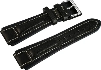 Produktbild von Echtleder-Uhrenarmband, schwarz/blau, weiße Naht, 20 mm - 24 mm