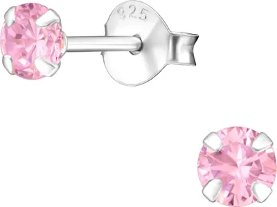 Produktbild von Ohrringe Ohrstecker 925 Sterling Silber mit Zirkonia in aurora borealis oder pink Farbe - Pink