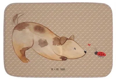 Produktbild von Mr. & Mrs. Panda Badteppich Hund Marienkäfer - Hundeglück - Geschenk, Sprüche, Hunde, Neugierig, Badezimmerteppich, Mischlingshund, Badvorleger, duschmatte, Badematte
