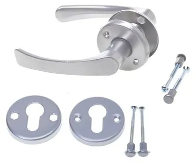 Produktbild von Aqbau® Rosettengarnitur Türgriff Set Türdrücker Drückergarnitur Türbeschlag Türklinke Silber (PZ - Profilzylinder)