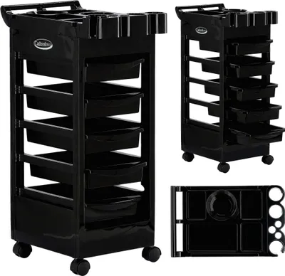 Obrázek produktu pro Pomocník kadeřnický vozík stolík na kolečkách k barvení W-X108 do kosmetického salonu skříň s šuplíky