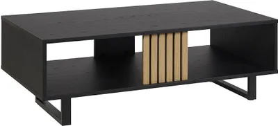 Productafbeelding van Stevige salontafel collectie LOFT Kleur zwart en eik Zwarte metalen poten