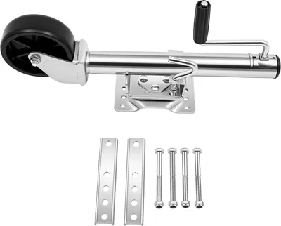 Obrázok produktu pre Oporné koleso pre prívesy – Jockey koleso s nosnosťou 540 kg / 1200 lb – Vysoká nosnosť – Pozinkované – Pre karavany a automobilové prívesy – Strieborné