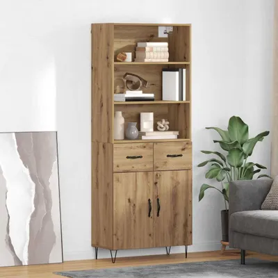 Image de vidaXL Meuble haut, 2 pièces, chêne artisanal, 69,5 x 34 x 180 cm
