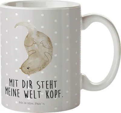 Produktbild von Mr. & Mrs. Panda Pott Otter Kopfüber - Grau Pastell - Geschenk, Mehrwegbecher, Niedlich, Trinklernbecher, Verliebt, Kunststoffbecher, Plastikbecher, Camping Tasse, Liebe