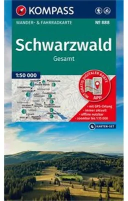Zdjęcie produktu dla KOMPASS Zestaw map turystycznych 888 Czarny Las (4 mapy) 1:50 000