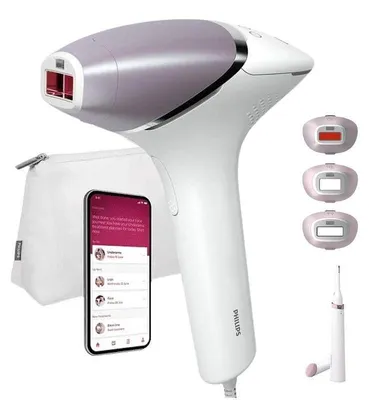 Zdjęcie produktu dla Philips Lumea Prestige Lumea IPL 8000 Series BRI949/00 Urządzenie IPL do depilacji światłem z SenseIQ, Intensywne światło impulsowe (IPL), Różowy, Biały, Bikini, Klatka piersiowa, Wewnętrzna część ramion, Zewnętrzna część ramion, 4 cm², Podbródek, Jaw line, Górna warga, 2 cm²
