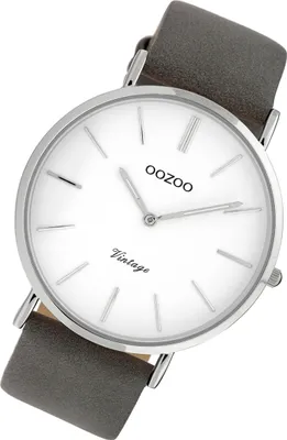 Produktbild von Oozoo Damen Lederarmband Uhr Vintage Series grau C20075 Analog Quarzuhr UOC20075