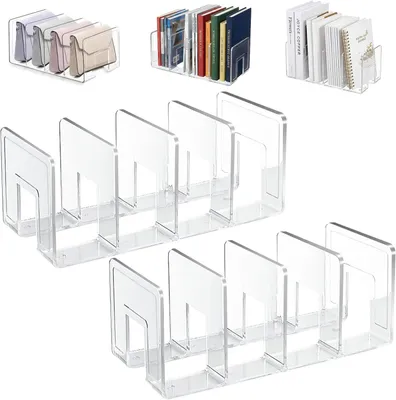 Produktbild von Acryl-Zeitschriftensammler 2er Set, Transparenter Stehsammler 4-Fach, Bücherständer Für A4-Dokumente Und Zeitschriften Im Büro Küche Und Wohnzimmer