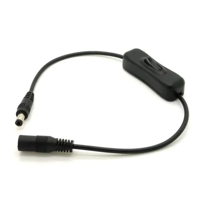 Zdjęcie produktu dla BerryBase kabel DC z przełącznikiem wtyk 5.5x2.1mm - gniazdo 5.5x2.1mm 35cm