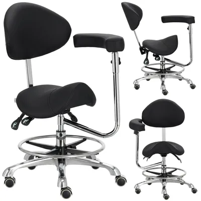Produktbild von Kosmetischer Friseurstuhl Sattel mit Rückenlehne und Armlehne Hocker SPA mobil