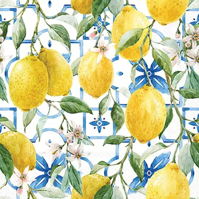 Produktbild von Servietten Cocktail 25x25cm 3-Lagig 20 Servietten Mediterrane Zitronen Napkin 25 Mediterranean lemons