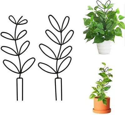Imagen del producto de Ibenzoa® Estructura de soporte metálica robusta, con revestimiento , 31,5 x 14,5 cm, juego de 2 unidades – Soporte estable para plantas de interior y jardín de tamaño pequeño a mediano