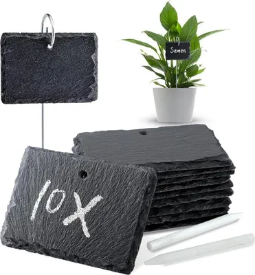 Obrázok produktu pre Rastlinné značky bridlicové sada 10 značiek kriedové pero záhradná zelenina 10x7 cm