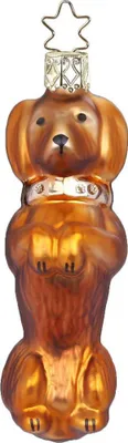 Produktbild von Christbaumschmuck Dackel auf Hinterbeinen Glas 9.5cm braun, 1 Stück