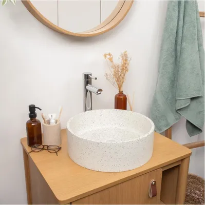 Image de Vasque à poser ronde en terrazzo 36cm