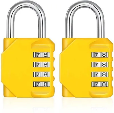 Immagine prodotto di Lucchetto a combinazione giallo a 4 cifre, resistente alle intemperie, 2 pezzi