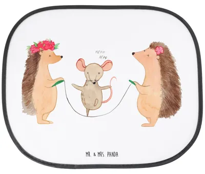 Produktbild von Mr. & Mrs. Panda Auto Sonnenblende Igel Seilhüpfen - Weiß - Geschenk, Seilspringen, Sonnenschutz, saugnapf, Kindergarten, Maus, hitzeschutz, Kinder, Fenster