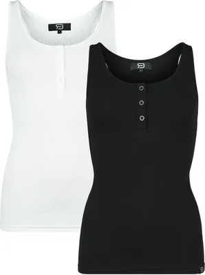 Produktbild von RED by EMP Damen Doppelpack Basic Tops in schwarz und weiß - angenehmer, weicher Baumwollstoff S