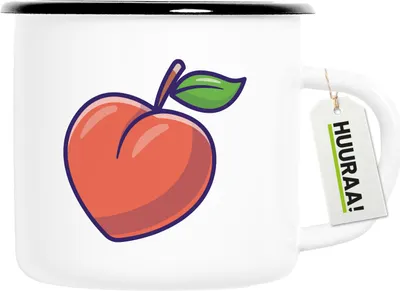 Produktbild von Huuraa Emaille Tasse Pfirsich Comic 300ml Vintage Campingbecher Geschenkidee