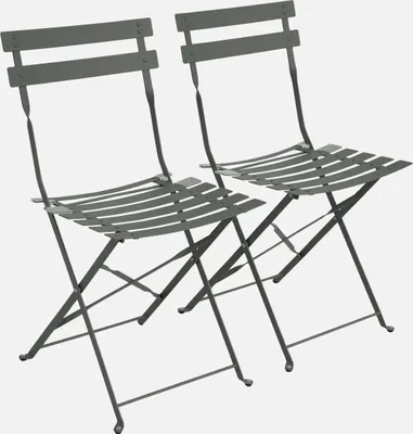 Produktbild von sweeek - 2er-Set klappbare Gartenstühle aus Stahl - Khaki