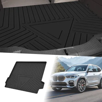 Image de Tapis De Coffre Arrière Plat Pour Bmw X5 2019-2022 Avec Motif Rayures Et Triangles, Antidérapant