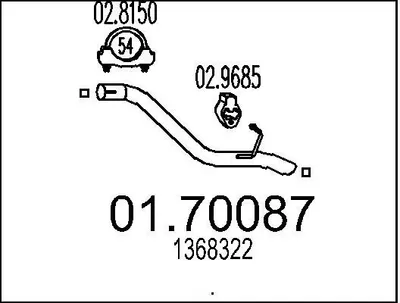 Produktbild von MTS Abgasrohr Auspuffrohr für FORD Focus II Schrägheck (DA, HCP, DP) Hinten 01.70087