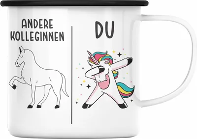 Produktbild von Trendation - Beste Kollegin Emaille Tasse Geschenk Spruch Lustig Lieblingskollegin Geburtstag (Schwarz)