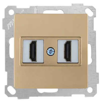 Produktbild von 2-fach HDMI-Steckdose Gold Optik – Unterputz IP20 für Innen – CANDELA