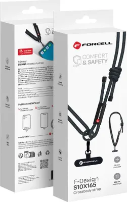 Obrázok produktu pre FORCELL F-DESIGN S10X165 šnúrka na telefón s nastaviteľnou dĺžkou (max. 82,5 cm v pútku) čierna