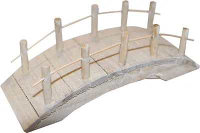 Produktbild von Brücke aus Holz für die Weihnachtskrippe, grau gebeizt. Krippenzubehör. 15 cm.