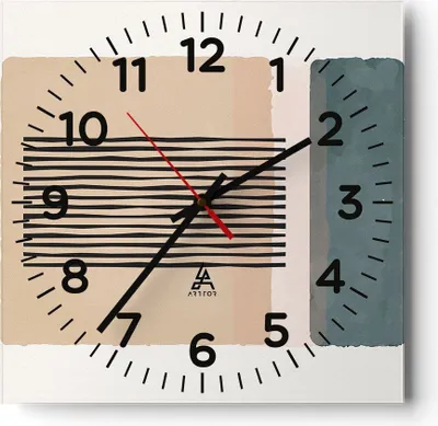 Produktbild von Wanduhr - Quadrat - Glasuhr - Abstraktion Grafik Linien - 30x30cm - Schleichendes Uhrwerk - Lautlos - zum Aufhängen bereit - Dekoration Modern - Wanddekoration aus Glas - C4AC30x30-5034