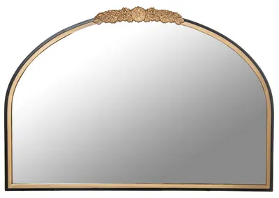 Halfrunder Wandspiegel aus Metall, goldfarben, 63 x 2,5 x 92 cm