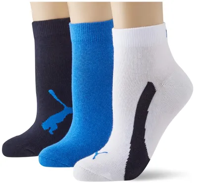 Productafbeelding van PUMA Uni kindersokken, model BWT Quarter, marineblauw/wit/donkerblauw, maat 35-38 EU