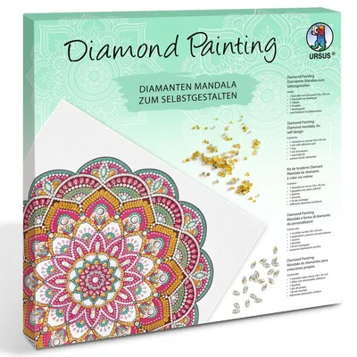 Obrázok produktu pre Bastelset Diamantové maľovanie Diamantová mandala 11, purpurová/mintová/oranžová