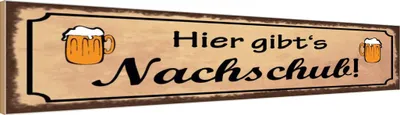 Produktbild von vianmo Holzschild 10x46 cm Alkohol Bier gibt es Nachschub